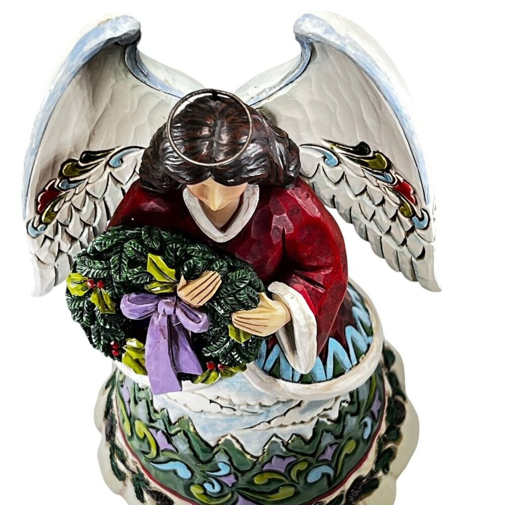 Jim Shore CHRISTMAS JOY IS EVERGREEN 10" Angel Figurine Wreath 2015 Original Box - Picture 5 of 13